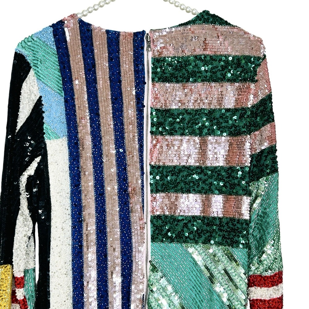 Alice + Olivia Delora Sequin Mini Dress 12 NYE Statement Holiday Party‎ Mod NWT - Picture 6 of 13